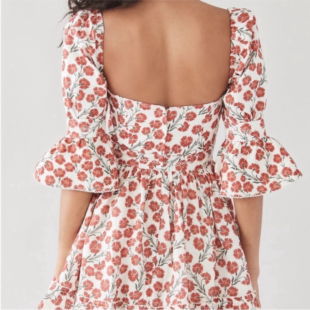 Agua by Agua Bendita Red Floral Backless Dress, L - Picture 5 of 14